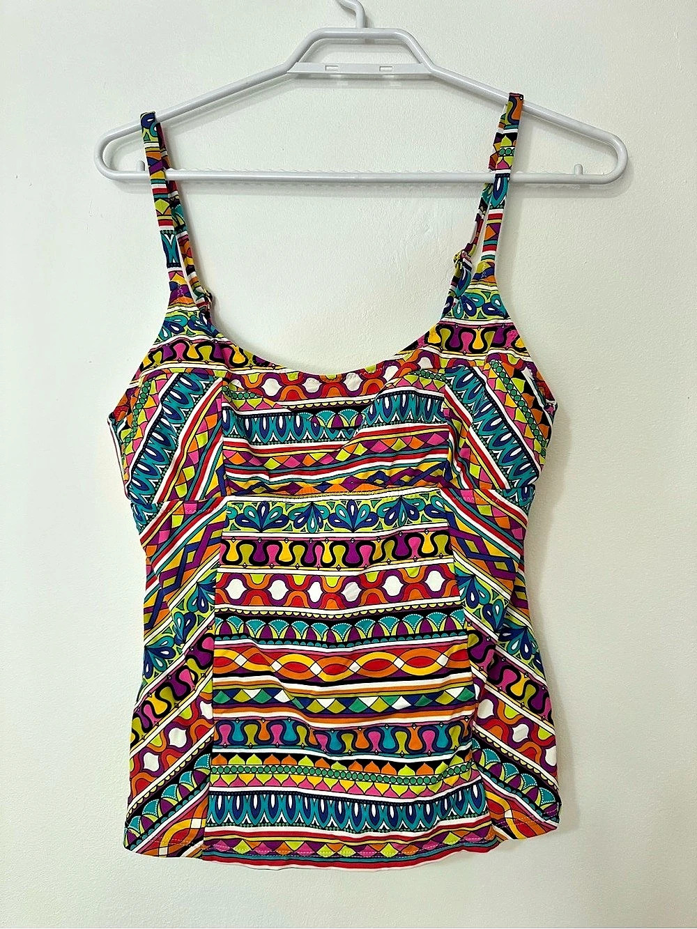 Trina Turk Geometric Tankini swim Top in Multicolor Size 8